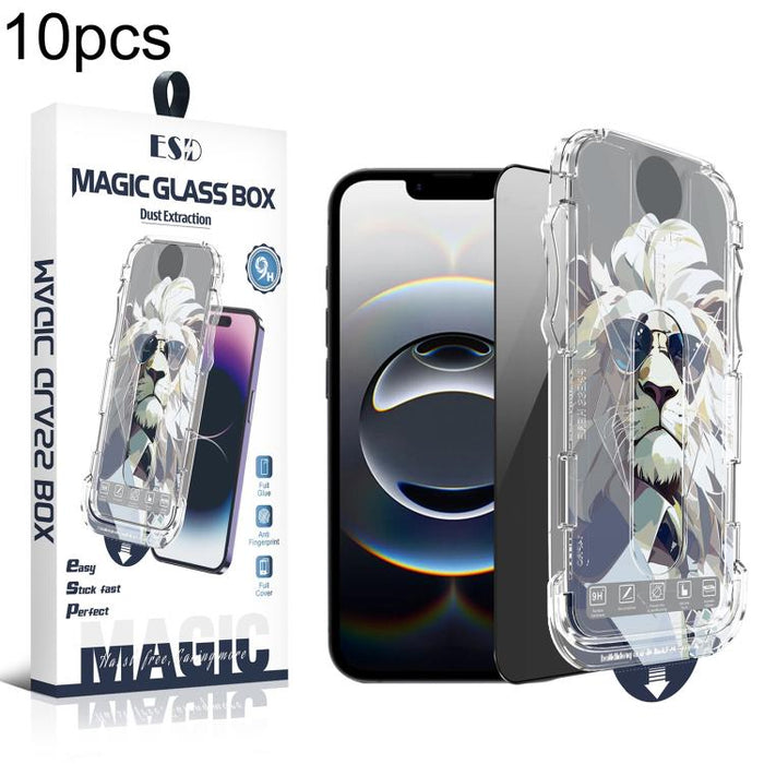10 láminas de vidrio templado para cajas de fácil instalación, a prueba de polvo y privacidad., For iPhone 17e / 16e / 14 / 13 Pro, For iPhone 17 Pro Max, For iPhone 17 Pro, For iPhone 17 / 16 Pro, For iPhone Air, For iPhone 16 Pro Max                 ...