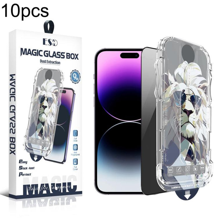 10 láminas de vidrio templado para cajas de fácil instalación, a prueba de polvo y privacidad., For iPhone 17e / 16e / 14 / 13 Pro, For iPhone 17 Pro Max, For iPhone 17 Pro, For iPhone 17 / 16 Pro, For iPhone Air, For iPhone 16 Pro Max                 ...