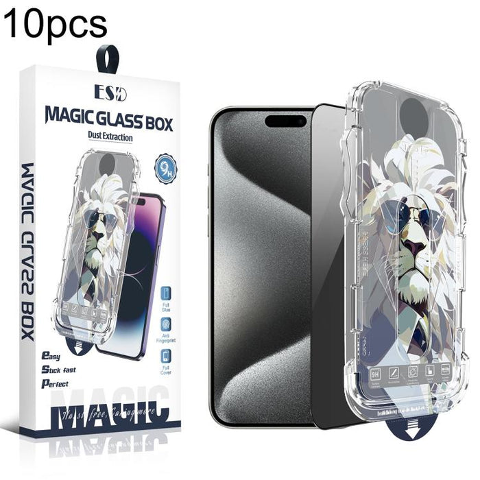 10 láminas de vidrio templado para cajas de fácil instalación, a prueba de polvo y privacidad., For iPhone 17e / 16e / 14 / 13 Pro, For iPhone 17 Pro Max, For iPhone 17 Pro, For iPhone 17 / 16 Pro, For iPhone Air, For iPhone 16 Pro Max                 ...