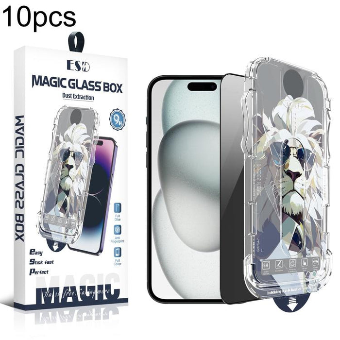 10 láminas de vidrio templado para cajas de fácil instalación, a prueba de polvo y privacidad., For iPhone 17e / 16e / 14 / 13 Pro, For iPhone 17 Pro Max, For iPhone 17 Pro, For iPhone 17 / 16 Pro, For iPhone Air, For iPhone 16 Pro Max                 ...