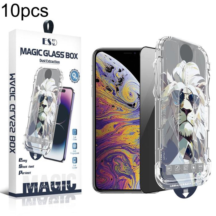 10 láminas de vidrio templado para cajas de fácil instalación, a prueba de polvo y privacidad., For iPhone 17e / 16e / 14 / 13 Pro, For iPhone 17 Pro Max, For iPhone 17 Pro, For iPhone 17 / 16 Pro, For iPhone Air, For iPhone 16 Pro Max                 ...