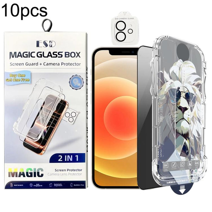 10 láminas de vidrio templado de fácil instalación para cajas a prueba de polvo con lente., For iPhone 17e / 16e, For iPhone 17 Pro Max, For iPhone 17 Pro, For iPhone 17, For iPhone Air, For iPhone 16 Pro Max, For iPhone 16 Pro, For iPhone 16 Plus     ...