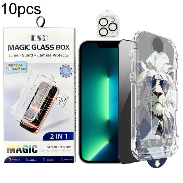 10 láminas de vidrio templado de fácil instalación para cajas a prueba de polvo con lente., For iPhone 17e / 16e, For iPhone 17 Pro Max, For iPhone 17 Pro, For iPhone 17, For iPhone Air, For iPhone 16 Pro Max, For iPhone 16 Pro, For iPhone 16 Plus     ...
