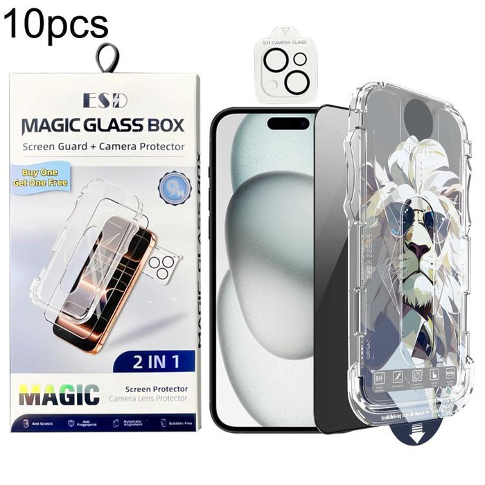 10 láminas de vidrio templado de fácil instalación para cajas a prueba de polvo con lente., For iPhone 17e / 16e, For iPhone 17 Pro Max, For iPhone 17 Pro, For iPhone 17, For iPhone Air, For iPhone 16 Pro Max, For iPhone 16 Pro, For iPhone 16 Plus     ...