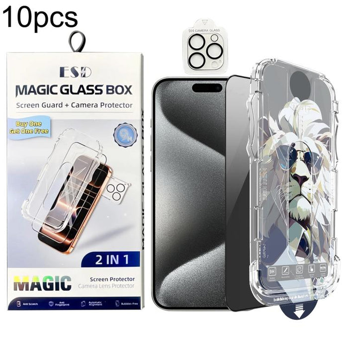 10 láminas de vidrio templado de fácil instalación para cajas a prueba de polvo con lente., For iPhone 17e / 16e, For iPhone 17 Pro Max, For iPhone 17 Pro, For iPhone 17, For iPhone Air, For iPhone 16 Pro Max, For iPhone 16 Pro, For iPhone 16 Plus     ...