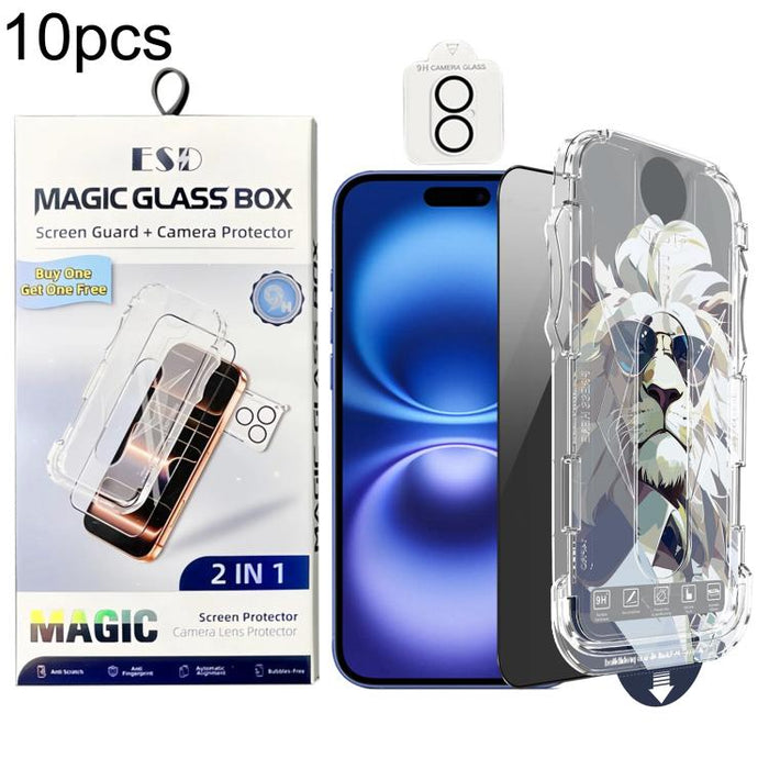 10 láminas de vidrio templado de fácil instalación para cajas a prueba de polvo con lente., For iPhone 17e / 16e, For iPhone 17 Pro Max, For iPhone 17 Pro, For iPhone 17, For iPhone Air, For iPhone 16 Pro Max, For iPhone 16 Pro, For iPhone 16 Plus     ...