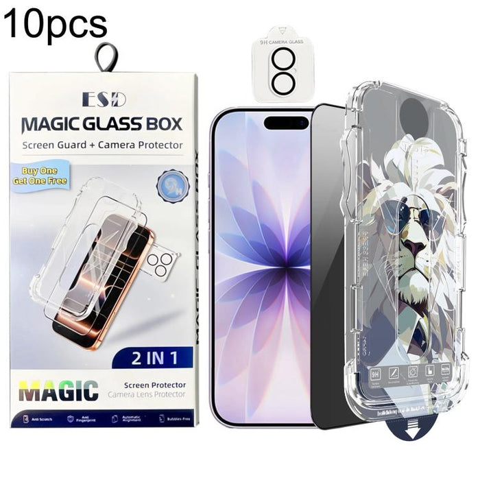 10 láminas de vidrio templado de fácil instalación para cajas a prueba de polvo con lente., For iPhone 17e / 16e, For iPhone 17 Pro Max, For iPhone 17 Pro, For iPhone 17, For iPhone Air, For iPhone 16 Pro Max, For iPhone 16 Pro, For iPhone 16 Plus     ...