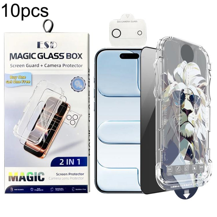 10 láminas de vidrio templado de fácil instalación para cajas a prueba de polvo con lente., For iPhone 17e / 16e, For iPhone 17 Pro Max, For iPhone 17 Pro, For iPhone 17, For iPhone Air, For iPhone 16 Pro Max, For iPhone 16 Pro, For iPhone 16 Plus     ...