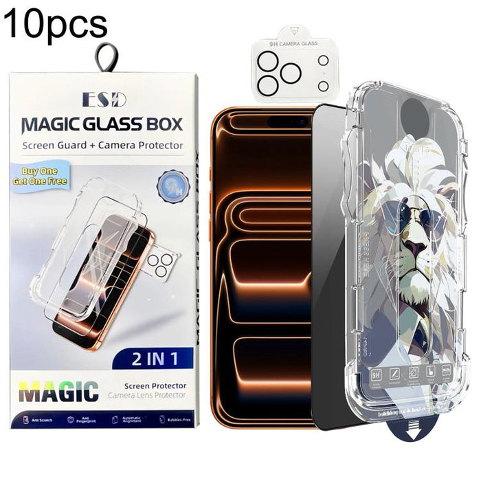 10 láminas de vidrio templado de fácil instalación para cajas a prueba de polvo con lente., For iPhone 17e / 16e, For iPhone 17 Pro Max, For iPhone 17 Pro, For iPhone 17, For iPhone Air, For iPhone 16 Pro Max, For iPhone 16 Pro, For iPhone 16 Plus     ...