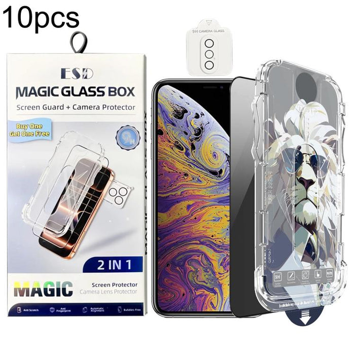 10 láminas de vidrio templado de fácil instalación para cajas a prueba de polvo con lente., For iPhone 17e / 16e, For iPhone 17 Pro Max, For iPhone 17 Pro, For iPhone 17, For iPhone Air, For iPhone 16 Pro Max, For iPhone 16 Pro, For iPhone 16 Plus     ...