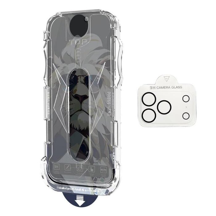 10 láminas de vidrio templado de fácil instalación para cajas a prueba de polvo con lente., For iPhone 17e / 16e, For iPhone 17 Pro Max, For iPhone 17 Pro, For iPhone 17, For iPhone Air, For iPhone 16 Pro Max, For iPhone 16 Pro, For iPhone 16 Plus     ...