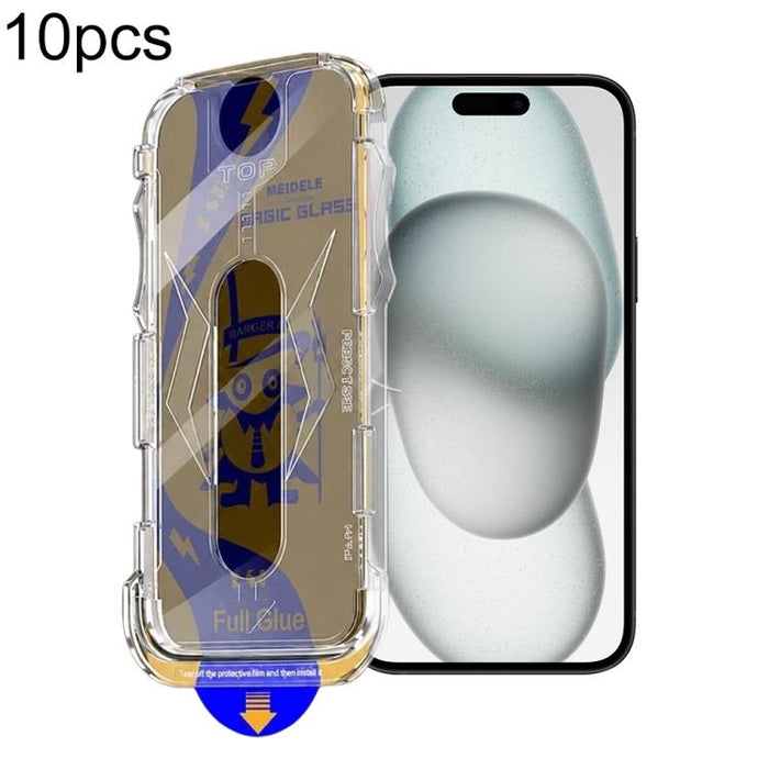 10 láminas de vidrio templado para cajas a prueba de polvo de fácil instalación de MEIDELE, For iPhone 17e / 16e / 14 / 13 Pro, For iPhone 17 Pro Max, For iPhone 17 Pro, For iPhone 17 / 16 Pro, For iPhone Air, For iPhone 16 Pro Max                     ...