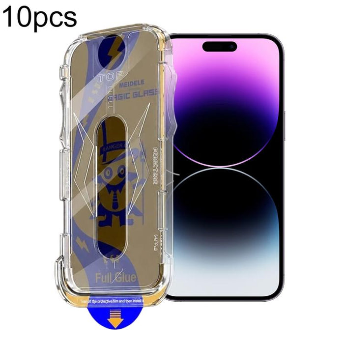 10 láminas de vidrio templado para cajas a prueba de polvo de fácil instalación de MEIDELE, For iPhone 17e / 16e / 14 / 13 Pro, For iPhone 17 Pro Max, For iPhone 17 Pro, For iPhone 17 / 16 Pro, For iPhone Air, For iPhone 16 Pro Max                     ...