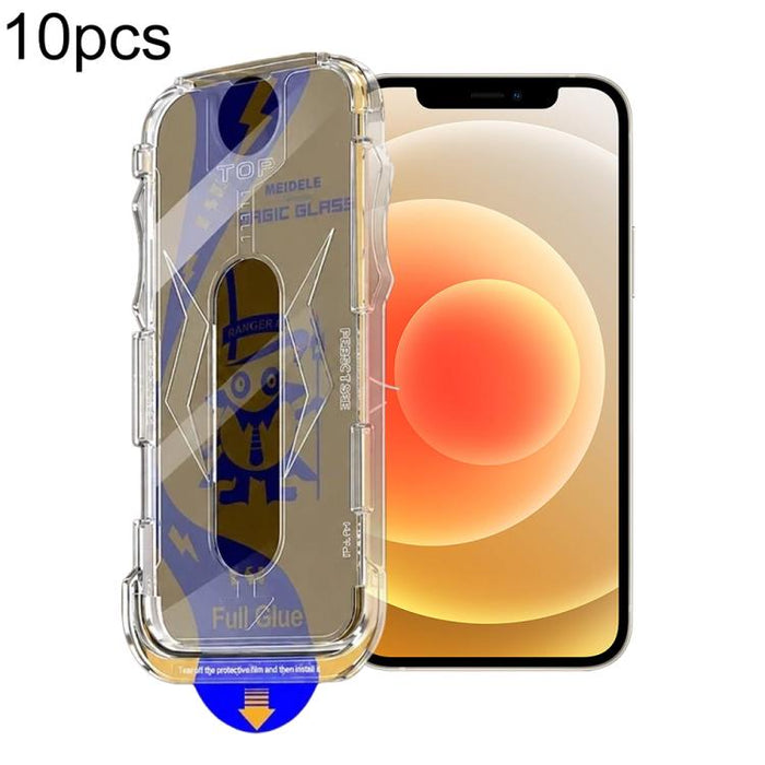 10 láminas de vidrio templado para cajas a prueba de polvo de fácil instalación de MEIDELE, For iPhone 17e / 16e / 14 / 13 Pro, For iPhone 17 Pro Max, For iPhone 17 Pro, For iPhone 17 / 16 Pro, For iPhone Air, For iPhone 16 Pro Max                     ...