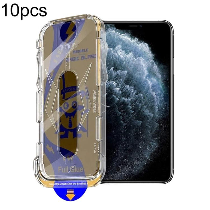 10 láminas de vidrio templado para cajas a prueba de polvo de fácil instalación de MEIDELE, For iPhone 17e / 16e / 14 / 13 Pro, For iPhone 17 Pro Max, For iPhone 17 Pro, For iPhone 17 / 16 Pro, For iPhone Air, For iPhone 16 Pro Max                     ...