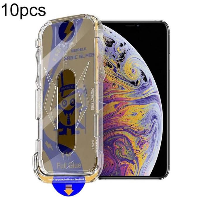 10 láminas de vidrio templado para cajas a prueba de polvo de fácil instalación de MEIDELE, For iPhone 17e / 16e / 14 / 13 Pro, For iPhone 17 Pro Max, For iPhone 17 Pro, For iPhone 17 / 16 Pro, For iPhone Air, For iPhone 16 Pro Max                     ...