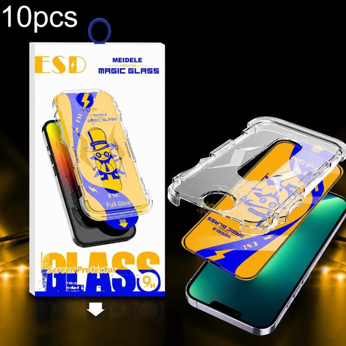 10 unidades de película de vidrio templado HD MEIDELE de fácil instalación para cajas a prueba de polvo, For iPhone 17e / 16e / 14 / 13 Pro, For iPhone 17 Pro Max, For iPhone 17 / 16 Pro, For iPhone 17 Pro, For iPhone Air, For iPhone 16 Pro Max        ...