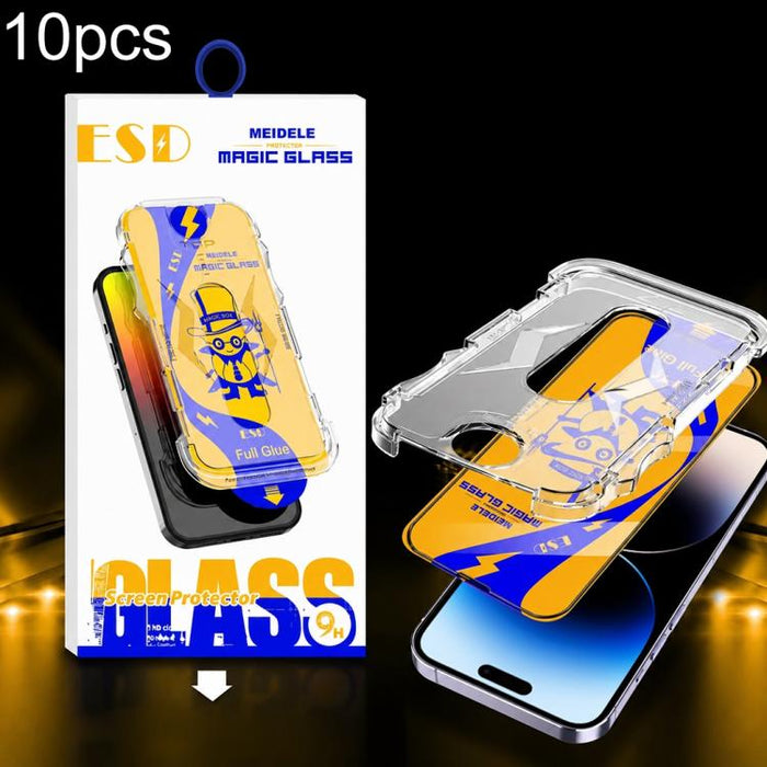 10 unidades de película de vidrio templado HD MEIDELE de fácil instalación para cajas a prueba de polvo, For iPhone 17e / 16e / 14 / 13 Pro, For iPhone 17 Pro Max, For iPhone 17 / 16 Pro, For iPhone 17 Pro, For iPhone Air, For iPhone 16 Pro Max        ...
