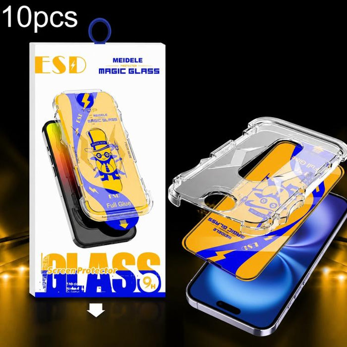10 unidades de película de vidrio templado HD MEIDELE de fácil instalación para cajas a prueba de polvo, For iPhone 17e / 16e / 14 / 13 Pro, For iPhone 17 Pro Max, For iPhone 17 / 16 Pro, For iPhone 17 Pro, For iPhone Air, For iPhone 16 Pro Max        ...