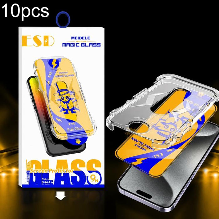 10 unidades de película de vidrio templado HD MEIDELE de fácil instalación para cajas a prueba de polvo, For iPhone 17e / 16e / 14 / 13 Pro, For iPhone 17 Pro Max, For iPhone 17 / 16 Pro, For iPhone 17 Pro, For iPhone Air, For iPhone 16 Pro Max        ...