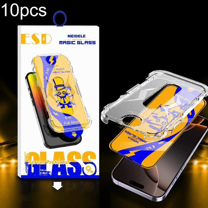 10 unidades de película de vidrio templado HD MEIDELE de fácil instalación para cajas a prueba de polvo, For iPhone 17e / 16e / 14 / 13 Pro, For iPhone 17 Pro Max, For iPhone 17 / 16 Pro, For iPhone 17 Pro, For iPhone Air, For iPhone 16 Pro Max        ...