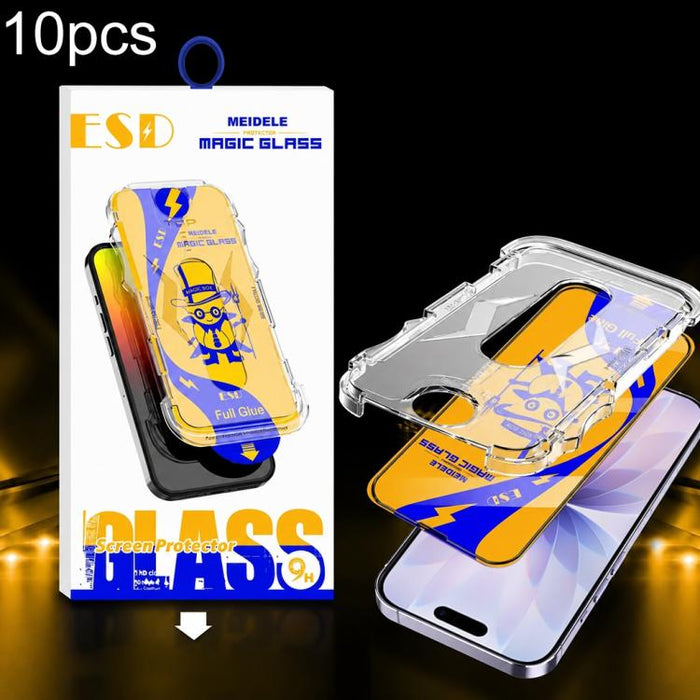 10 unidades de película de vidrio templado HD MEIDELE de fácil instalación para cajas a prueba de polvo, For iPhone 17e / 16e / 14 / 13 Pro, For iPhone 17 Pro Max, For iPhone 17 / 16 Pro, For iPhone 17 Pro, For iPhone Air, For iPhone 16 Pro Max        ...