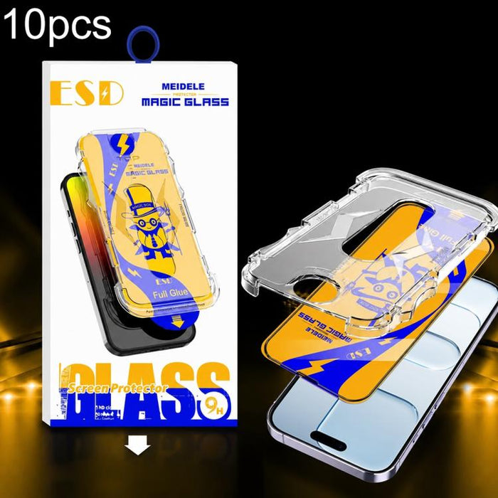10 unidades de película de vidrio templado HD MEIDELE de fácil instalación para cajas a prueba de polvo, For iPhone 17e / 16e / 14 / 13 Pro, For iPhone 17 Pro Max, For iPhone 17 / 16 Pro, For iPhone 17 Pro, For iPhone Air, For iPhone 16 Pro Max        ...