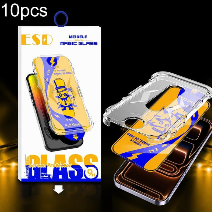 10 unidades de película de vidrio templado HD MEIDELE de fácil instalación para cajas a prueba de polvo, For iPhone 17e / 16e / 14 / 13 Pro, For iPhone 17 Pro Max, For iPhone 17 / 16 Pro, For iPhone 17 Pro, For iPhone Air, For iPhone 16 Pro Max        ...