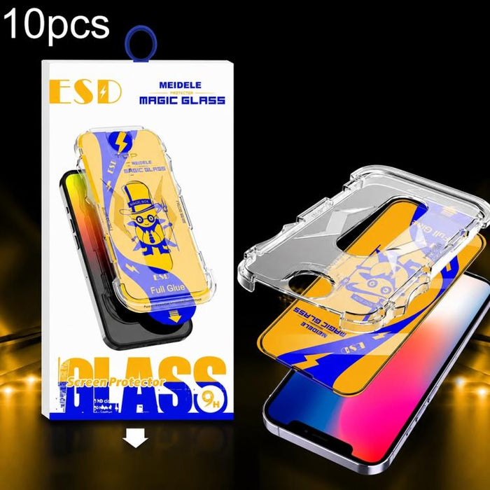 10 unidades de película de vidrio templado HD MEIDELE de fácil instalación para cajas a prueba de polvo, For iPhone 17e / 16e / 14 / 13 Pro, For iPhone 17 Pro Max, For iPhone 17 / 16 Pro, For iPhone 17 Pro, For iPhone Air, For iPhone 16 Pro Max        ...