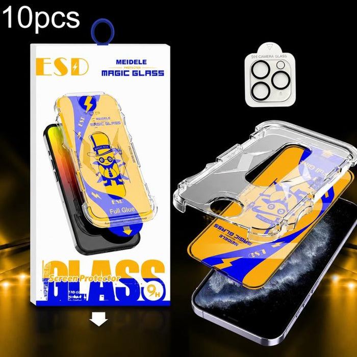 10 unidades de protectores de pantalla de vidrio templado HD MEIDELE de fácil instalación para cajas a prueba de polvo con película para lentes., For iPhone 17e / 16e, For iPhone 17 Pro Max, For iPhone 17 Pro, For iPhone 17, For iPhone Air             ...