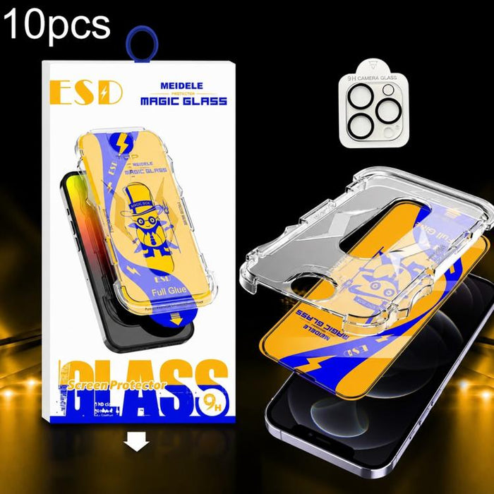 10 unidades de protectores de pantalla de vidrio templado HD MEIDELE de fácil instalación para cajas a prueba de polvo con película para lentes., For iPhone 17e / 16e, For iPhone 17 Pro Max, For iPhone 17 Pro, For iPhone 17, For iPhone Air             ...