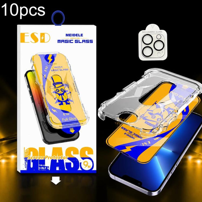 10 unidades de protectores de pantalla de vidrio templado HD MEIDELE de fácil instalación para cajas a prueba de polvo con película para lentes., For iPhone 17e / 16e, For iPhone 17 Pro Max, For iPhone 17 Pro, For iPhone 17, For iPhone Air             ...