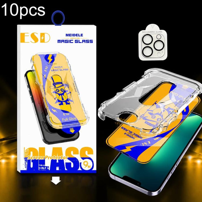 10 unidades de protectores de pantalla de vidrio templado HD MEIDELE de fácil instalación para cajas a prueba de polvo con película para lentes., For iPhone 17e / 16e, For iPhone 17 Pro Max, For iPhone 17 Pro, For iPhone 17, For iPhone Air             ...