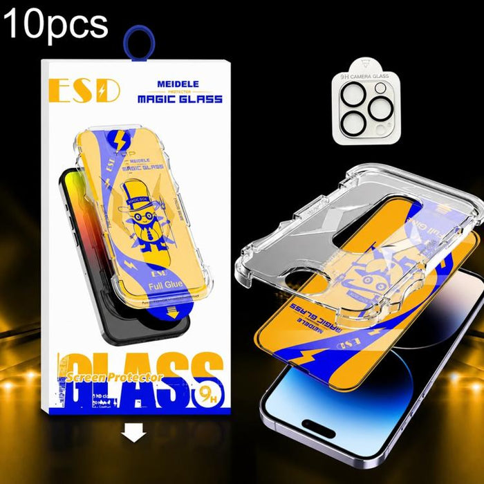 10 unidades de protectores de pantalla de vidrio templado HD MEIDELE de fácil instalación para cajas a prueba de polvo con película para lentes., For iPhone 17e / 16e, For iPhone 17 Pro Max, For iPhone 17 Pro, For iPhone 17, For iPhone Air             ...
