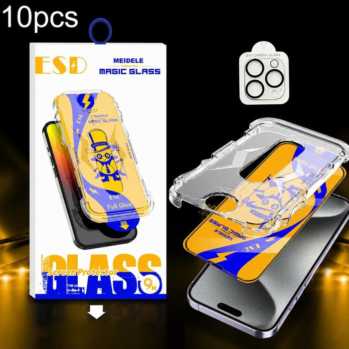 10 unidades de protectores de pantalla de vidrio templado HD MEIDELE de fácil instalación para cajas a prueba de polvo con película para lentes., For iPhone 17e / 16e, For iPhone 17 Pro Max, For iPhone 17 Pro, For iPhone 17, For iPhone Air             ...