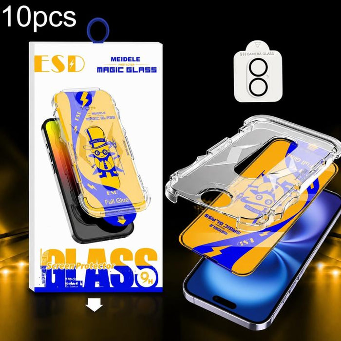 10 unidades de protectores de pantalla de vidrio templado HD MEIDELE de fácil instalación para cajas a prueba de polvo con película para lentes., For iPhone 17e / 16e, For iPhone 17 Pro Max, For iPhone 17 Pro, For iPhone 17, For iPhone Air             ...