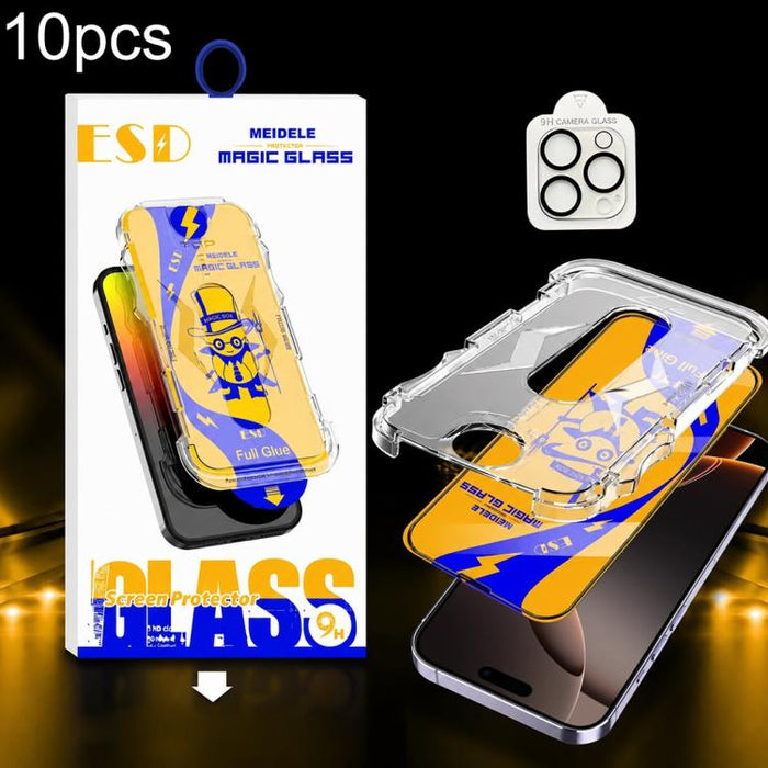 10 unidades de protectores de pantalla de vidrio templado HD MEIDELE de fácil instalación para cajas a prueba de polvo con película para lentes., For iPhone 17e / 16e, For iPhone 17 Pro Max, For iPhone 17 Pro, For iPhone 17, For iPhone Air             ...