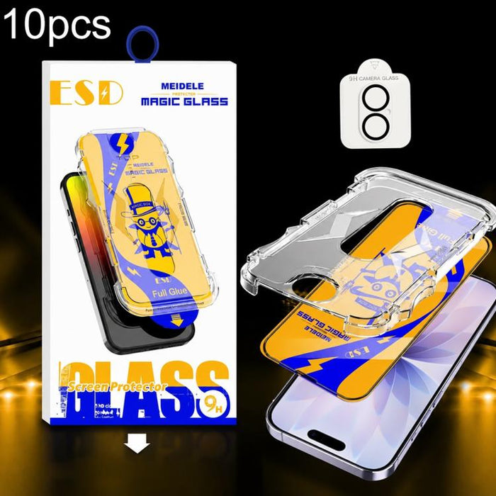 10 unidades de protectores de pantalla de vidrio templado HD MEIDELE de fácil instalación para cajas a prueba de polvo con película para lentes., For iPhone 17e / 16e, For iPhone 17 Pro Max, For iPhone 17 Pro, For iPhone 17, For iPhone Air             ...