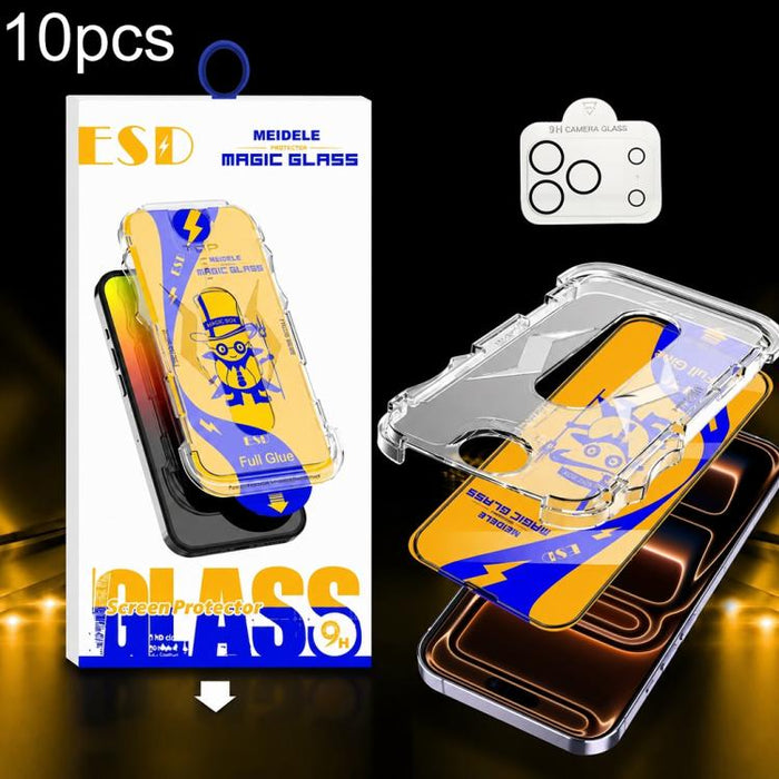 10 unidades de protectores de pantalla de vidrio templado HD MEIDELE de fácil instalación para cajas a prueba de polvo con película para lentes., For iPhone 17e / 16e, For iPhone 17 Pro Max, For iPhone 17 Pro, For iPhone 17, For iPhone Air             ...