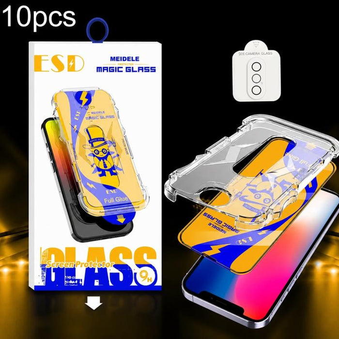 10 unidades de protectores de pantalla de vidrio templado HD MEIDELE de fácil instalación para cajas a prueba de polvo con película para lentes., For iPhone 17e / 16e, For iPhone 17 Pro Max, For iPhone 17 Pro, For iPhone 17, For iPhone Air             ...