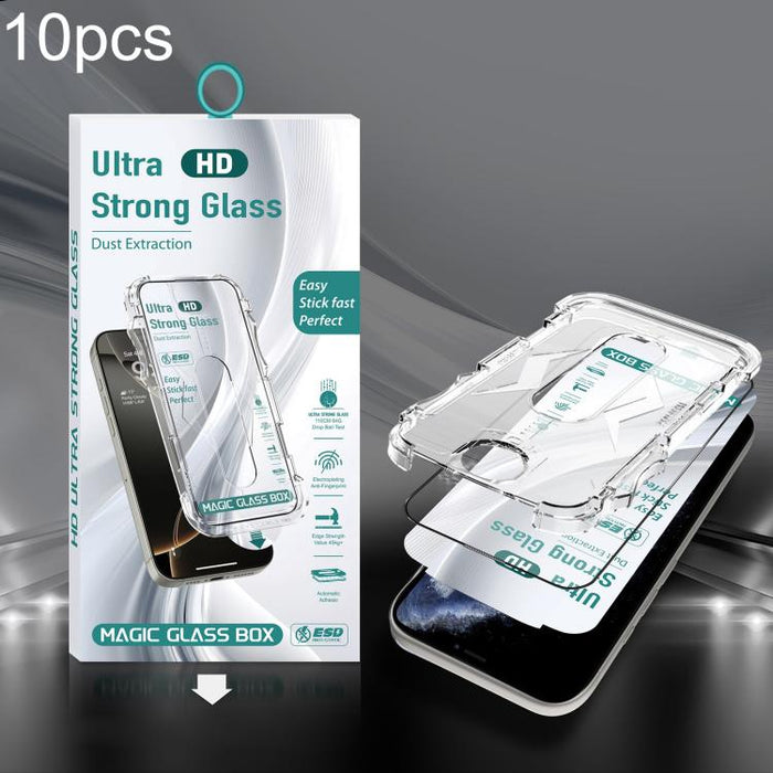10 unidades de película de vidrio templado HD de borde a borde para caja a prueba de polvo USG de fácil instalación, For iPhone 17e / 16e / 14 / 13 Pro, For iPhone 17 Pro Max, For iPhone 17 Pro, For iPhone 17 / 16 Pro, For iPhone Air                   ...