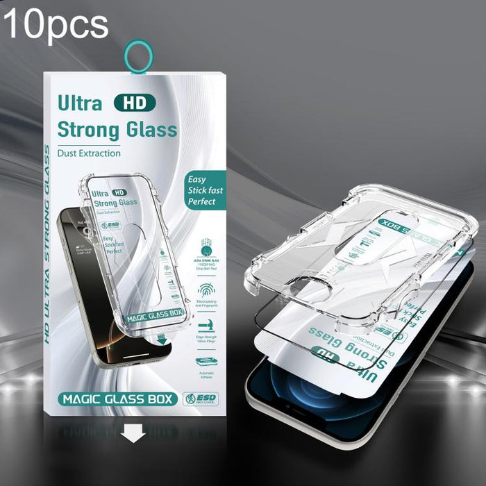 10 unidades de película de vidrio templado HD de borde a borde para caja a prueba de polvo USG de fácil instalación, For iPhone 17e / 16e / 14 / 13 Pro, For iPhone 17 Pro Max, For iPhone 17 Pro, For iPhone 17 / 16 Pro, For iPhone Air                   ...