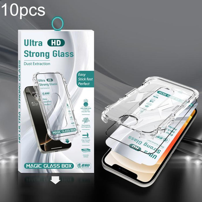 10 unidades de película de vidrio templado HD de borde a borde para caja a prueba de polvo USG de fácil instalación, For iPhone 17e / 16e / 14 / 13 Pro, For iPhone 17 Pro Max, For iPhone 17 Pro, For iPhone 17 / 16 Pro, For iPhone Air                   ...