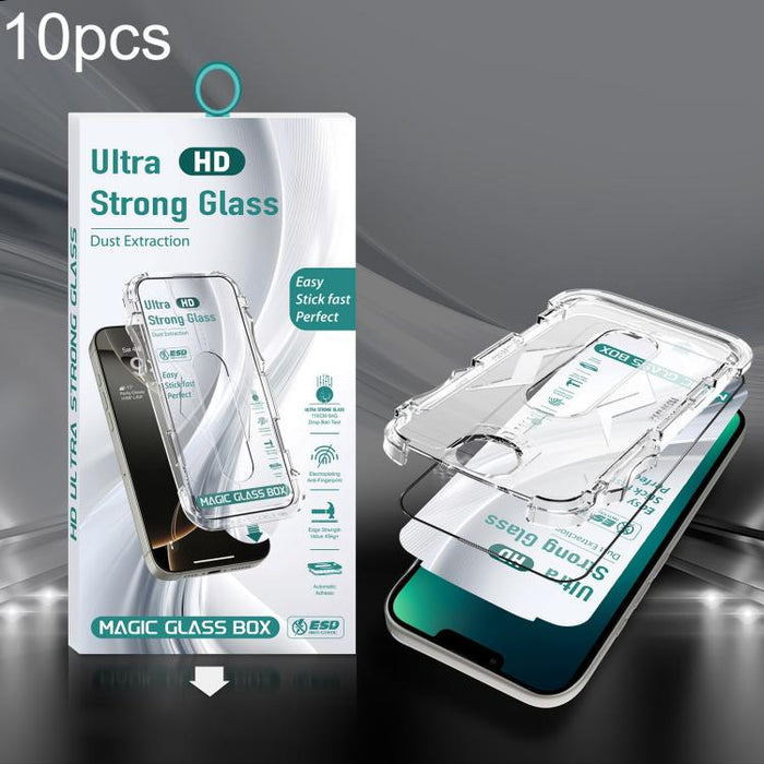10 unidades de película de vidrio templado HD de borde a borde para caja a prueba de polvo USG de fácil instalación, For iPhone 17e / 16e / 14 / 13 Pro, For iPhone 17 Pro Max, For iPhone 17 Pro, For iPhone 17 / 16 Pro, For iPhone Air                   ...