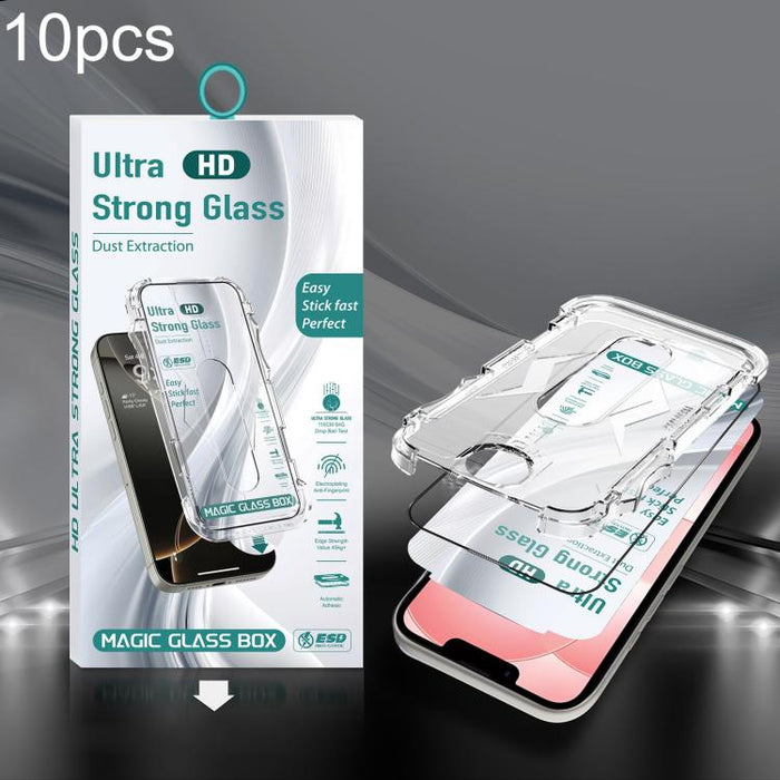 10 unidades de película de vidrio templado HD de borde a borde para caja a prueba de polvo USG de fácil instalación, For iPhone 17e / 16e / 14 / 13 Pro, For iPhone 17 Pro Max, For iPhone 17 Pro, For iPhone 17 / 16 Pro, For iPhone Air                   ...