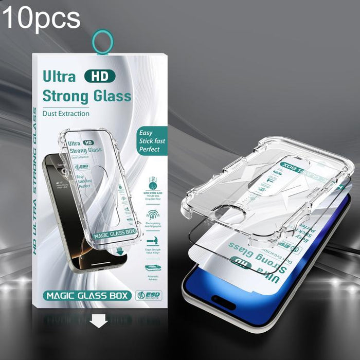 10 unidades de película de vidrio templado HD de borde a borde para caja a prueba de polvo USG de fácil instalación, For iPhone 17e / 16e / 14 / 13 Pro, For iPhone 17 Pro Max, For iPhone 17 Pro, For iPhone 17 / 16 Pro, For iPhone Air                   ...