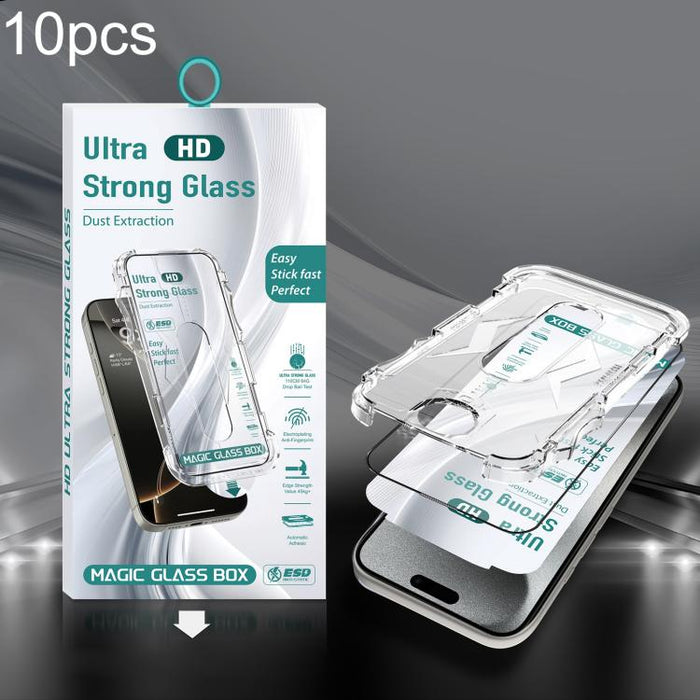 10 unidades de película de vidrio templado HD de borde a borde para caja a prueba de polvo USG de fácil instalación, For iPhone 17e / 16e / 14 / 13 Pro, For iPhone 17 Pro Max, For iPhone 17 Pro, For iPhone 17 / 16 Pro, For iPhone Air                   ...