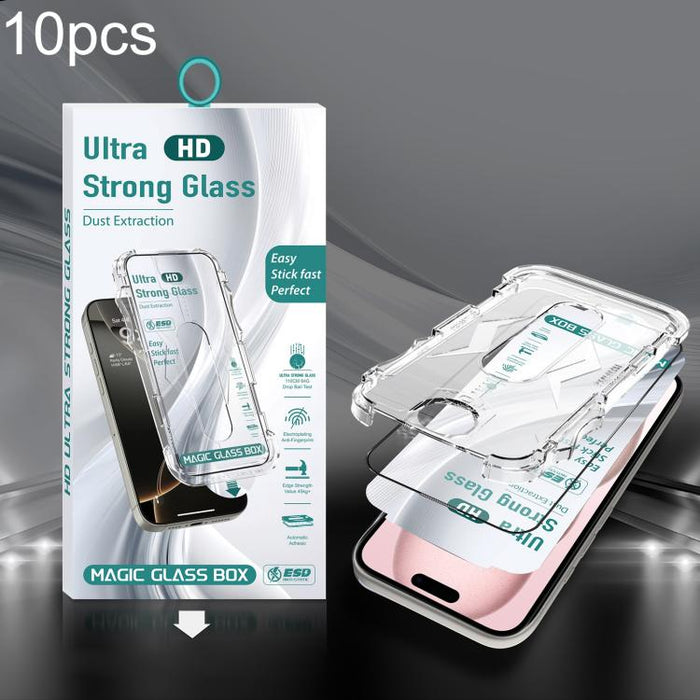 10 unidades de película de vidrio templado HD de borde a borde para caja a prueba de polvo USG de fácil instalación, For iPhone 17e / 16e / 14 / 13 Pro, For iPhone 17 Pro Max, For iPhone 17 Pro, For iPhone 17 / 16 Pro, For iPhone Air                   ...