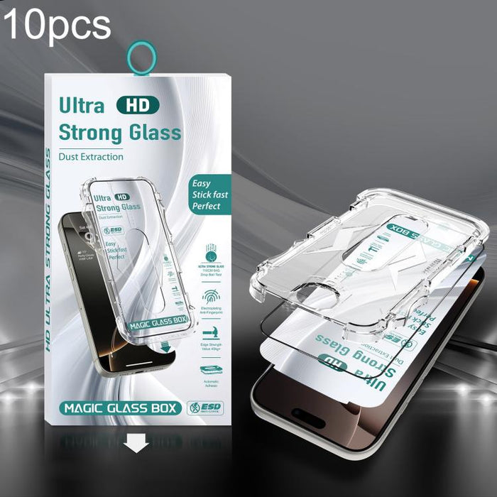10 unidades de película de vidrio templado HD de borde a borde para caja a prueba de polvo USG de fácil instalación, For iPhone 17e / 16e / 14 / 13 Pro, For iPhone 17 Pro Max, For iPhone 17 Pro, For iPhone 17 / 16 Pro, For iPhone Air                   ...