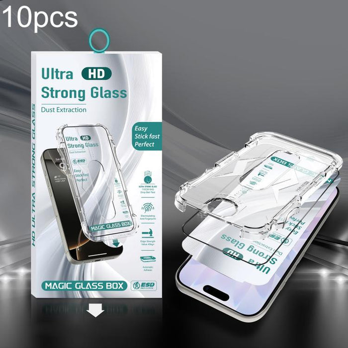10 unidades de película de vidrio templado HD de borde a borde para caja a prueba de polvo USG de fácil instalación, For iPhone 17e / 16e / 14 / 13 Pro, For iPhone 17 Pro Max, For iPhone 17 Pro, For iPhone 17 / 16 Pro, For iPhone Air                   ...